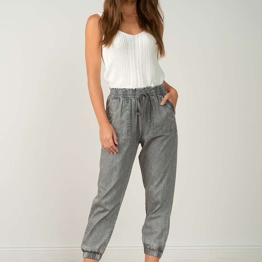 New Elan Grey Wash Jogger Pants $85